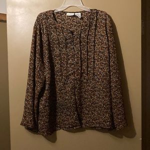 Vintage Black orange floral print shirt